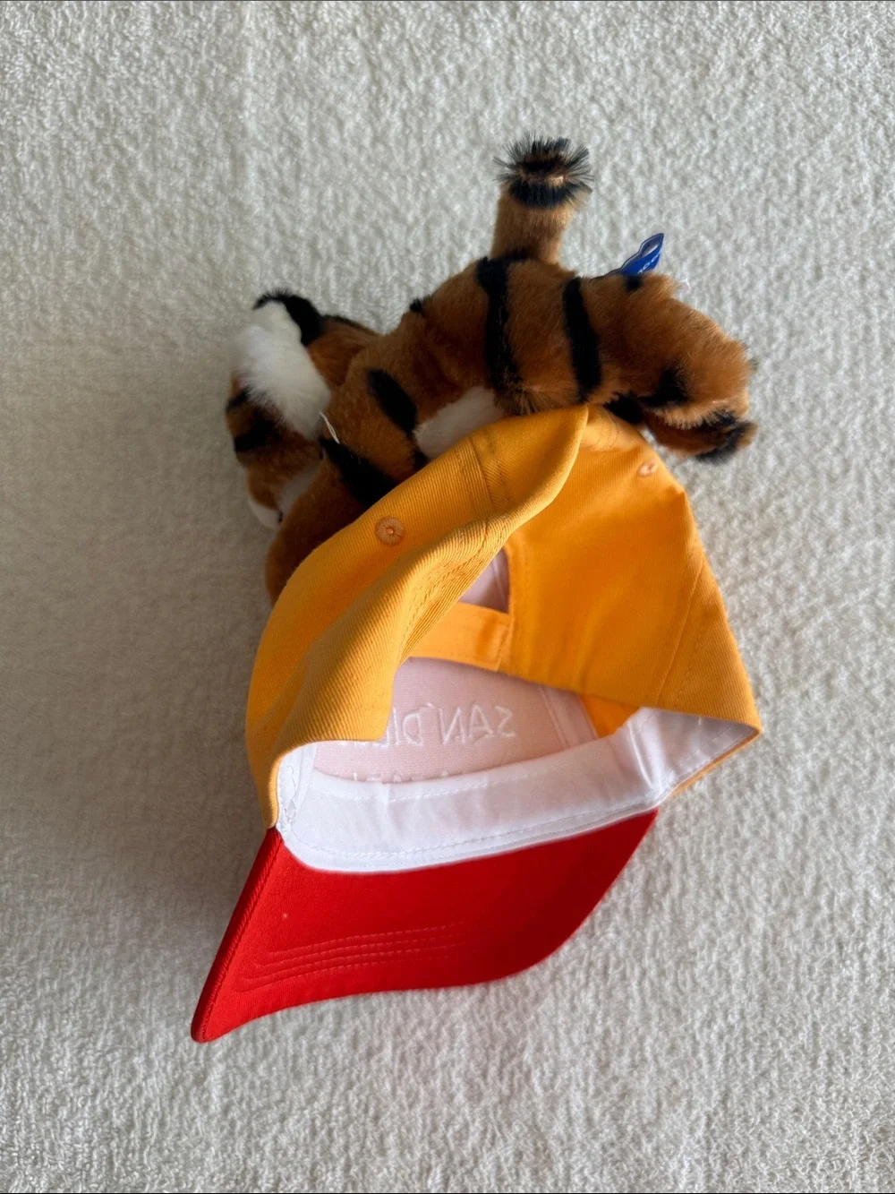 Zoologee San Diego Zoo & Safari Park Kids Orange and Red Cap with Plush Tiger